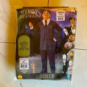 Gomez Addams costume.  Never worn brand new in package.  Adult standard.